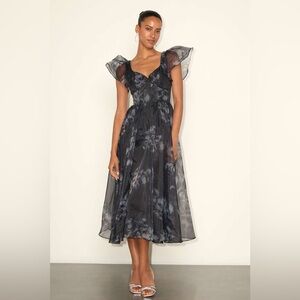 Lulu's Midnight Floral Midi Dress